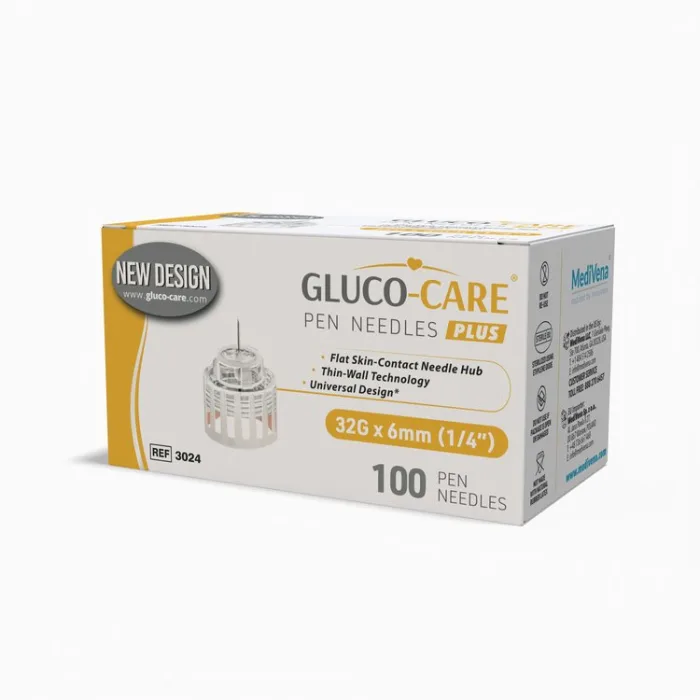 Gluco-Care Plus Pen Needles - 32G, 1/4" (6mm), 100/Box