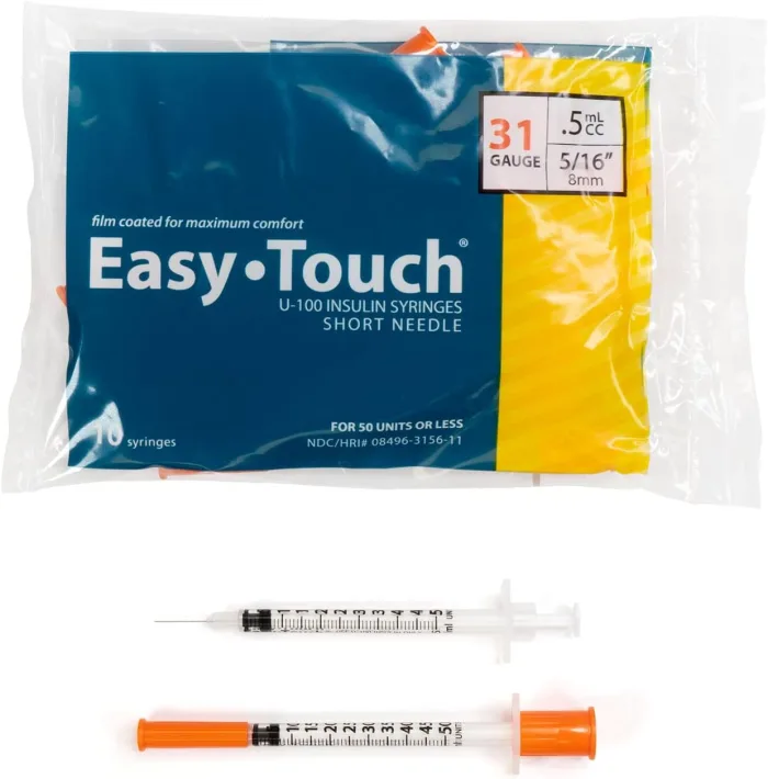 EasyTouch Insulin Syringes - 31G, 0.5cc, 5/16″ (8mm)