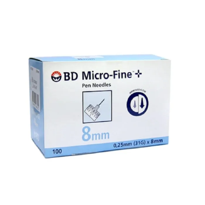 Embecta (BD) Micro-Fine Plus Penta-Point Pen Needles - 31G, 5/16" (8mm), 100/Box - Image 2