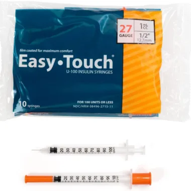 EasyTouch Insulin Syringes - 27G, 1cc, 1/2″ (12.7mm)