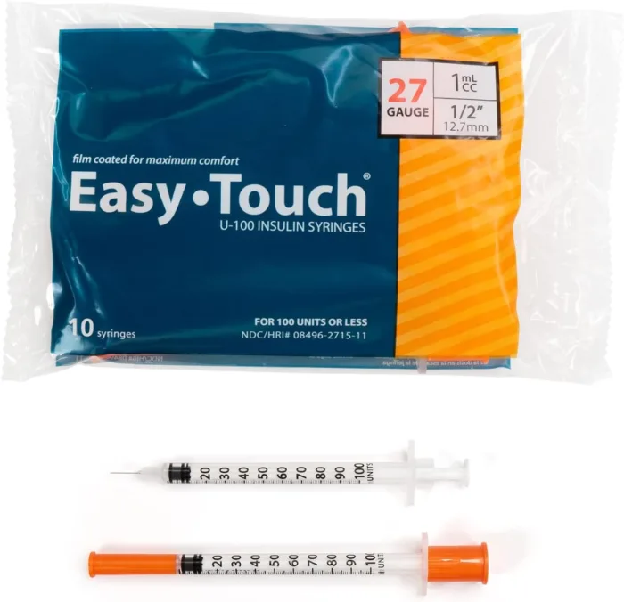 EasyTouch Insulin Syringes - 27G, 1cc, 1/2″ (12.7mm)