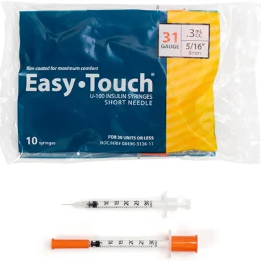 EasyTouch Insulin Syringes - 31G, 0.3cc, 5/16″ (8mm)