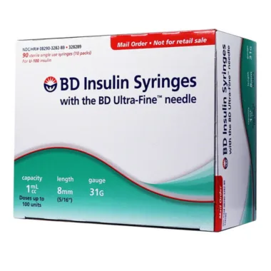 Embecta (BD) Ultra-Fine Insulin Syringes - 31G, 1cc, 5/16″ (8mm)