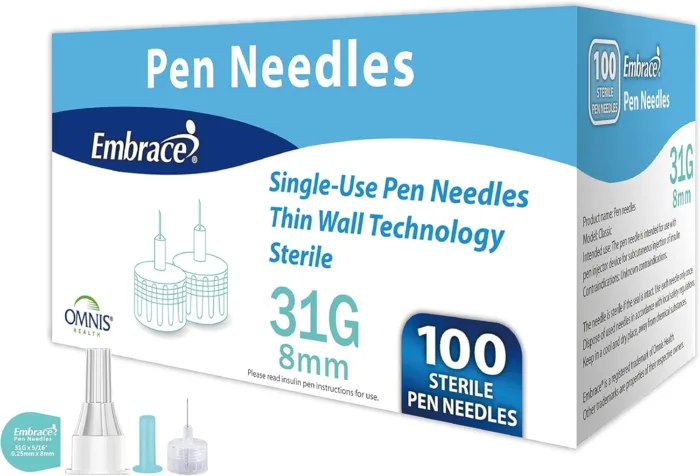 Embrace Pen Needles - 31G, 5/16" (8mm), 100/Box